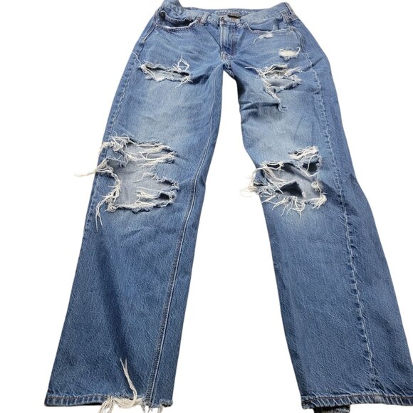American Eagle Outfitters Denim - American Eagle Jeans Womens 6 Long Dark Wash Denim Distressed 90s Boyfriend